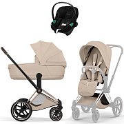 Коляска Cybex Priam V Rosegold Style Aton S2 Moon Black 3 в 1 Cozy Beige
