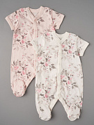 Комбинезон Little Star на кнопках короткий рукав 2 шт. 7062 цветы, крем/розовый 56