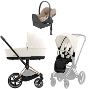 Коляска Cybex Priam IV Rosegold complete Cloud T Cozy Beige Plus Base T 3 в 1 Off White