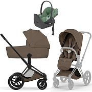 Коляска Cybex Priam V Matt Black Style Cloud T Leaf Green Plus Base T 4 в 1 Coconut Brown