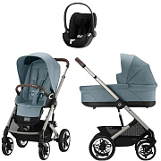 Коляска Cybex Talos S Lux TPE complete Cloud T Sepia Black 3 в 1 Stormy Blue с дождевиками