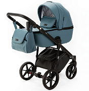 Детская коляска Adamex Nola Deluxe 2 в 1 N-SA63 (СЕРЫЙ С ГОЛУБЫМ КОЖА)