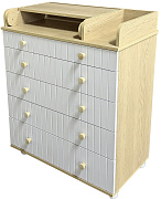 Комод детский Кедр Лада с пеленальной доской, органайзером дуб/белый