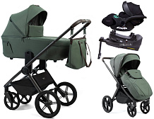 Детская коляска Peppy Monaco Thermo 4 в 1 с автокреслом Verona Black и базой Green (зеленый), рама серо-коричневая