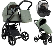 Детская коляска Roan Sol 2.0 3 в 1 с автокреслом Pituso Baesa Pro Black,Beige Canopy SLL/33/T Sage Green/Black/руч.Black