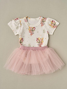 Боди короткий рукав с юбочкой Little Star Мышонок с тюльпанами 715116 (ЧЗ-мз) крем/пудровый 62