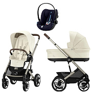 Коляска Cybex Talos S Lux TPE complete Cloud G Ocean Blue Plus 3 в 1 Seashell Beige с дождевиками