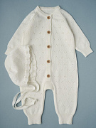 Комбинезон и чепчик Little Star (вязаный хлопок) 80376 (ЧЗ-мз) крем 62