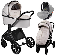 Детская коляска AmaroBaby Motus Premium Ecco 3 в 1 с автокреслом Rant Cruise Grey молочный