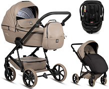 Детская коляска Tutis Viva 6 Plus Leather 3 в 1 с автокреслом Beno Black 1612149 Cappuccino