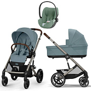 Коляска Cybex Balios S Lux TPE complete Cloud T Leaf Green Plus 3 в 1 Stormy Blue с дождевиками