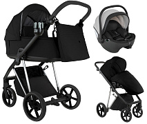 Детская коляска Roan Sol Vintage Luxury 2.0 3 в 1 с автокреслом Pituso Baesa Pro Black,Beige Canopy VIN 05/CB Caviar Black/Nickel/руч.Black