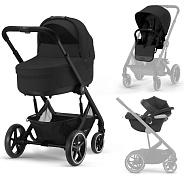 Детская коляска Cybex Balios S Lux BLK Aton B2 i-Size 3 в 1 Moon Black с дождевиком/Volcano Black