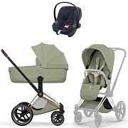 Коляска Cybex Priam V Rosegold Style Aton B2 Bay Blue 3 в 1 Sage Green
