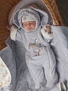 Детский комбинезон НаследникЪ Выжанова велюровый утепленный НВ006 ЧЗ серый меланж 56