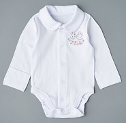Боди Little Star Зайки с цветочками интерлок 2372 белый 56
