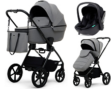 Детская коляска Rant Teo Soft 3 в 1 с автокреслом Miro Black Grey
