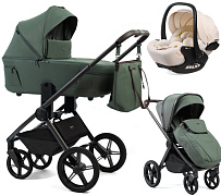 Детская коляска Peppy Monaco Thermo 3 в 1 с автокреслом Verona Beige Green (зеленый), рама серо-коричневая