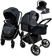 Детская коляска AmaroBaby Motus V2 4 в 1 с автокреслом Rant Miro Black и базой серый