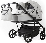 Детская коляска для двойни Adamex Leo Duo Deluxe 2 в 1 DUO-SA3 (СВ.СЕРАЯ КОЖА)