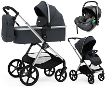 Коляска Agex Life 3 в 1 хромированная рама с автокреслом i-Safe S Black ALM606 Midnight Grey (Темно-серый)