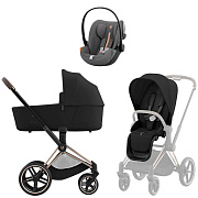 Коляска Cybex Priam IV Rosegold complete и автокресло Cloud G i-Size Lava Grey Plus 3 в 1 Sepia Black