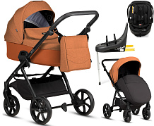 Детская коляска Tutis Leo 3 Plus 4 в 1 с автокреслом Beno Black и базой 1582280 Orange