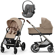 Коляска Cybex Balios S Lux TPE 2025 Cloud G i-Size Lava Grey 3 в 1 Almond Beige с дождевиками