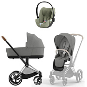 Коляска Cybex Priam IV Chrome Brown complete Cloud T Sage Green Plus 3 в 1 Mirage Grey