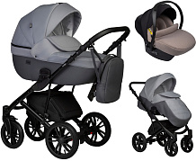 Детская коляска Indigo Mio S 3 в 1 с автокреслом Avionaut Cosmo Beige 04 т.серая кожа+св.серый