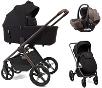 Детская коляска Peppy Soho 3 в 1 с автокреслом Verona Brown Black (черный) рама шоколад