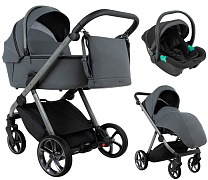 Детская коляска Pituso Sole 3 в 1 с автокреслом Santiso Pro Black PMPT/021 Grey