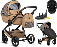 Детская коляска Tutis Viva 6 Plus Wild Elegance 4 в 1 с автокреслом Beno Black и базой Savannah Brown