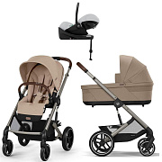 Коляска Cybex Balios S Lux TPE complete Cloud G Fog Grey Base G 4 в 1 Almond Beige с дождевиками