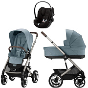 Коляска Cybex Talos S Lux TPE complete Cloud G Magic Black 3 в 1 Stormy Blue с дождевиками