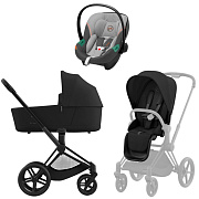 Коляска 3 в 1 Cybex Priam IV Matt Black complete и автокресло Aton S2 i-Size Lava Grey Sepia Black
