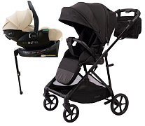 Прогулочная коляска Peppy Amici с автокреслом Jet Beige и базой Black рама Black