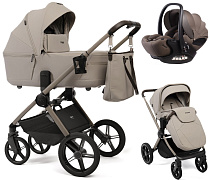 Детская коляска Peppy Monaco Thermo 3 в 1 с автокреслом Verona Brown Latte (бежевый), рама бежевая