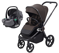 Детская прогулочная коляска Rant Flex Color с автокреслом Evomax Grey Shine Brown