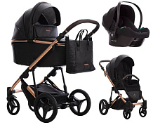 Детская коляска Bebetto Loren Stella Pro 3 в 1 с автокреслом Avionaut Cosmo 03 черная кожа
