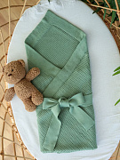 Плед вязаный и лента Little Star Классика 90х90 см серо-зеленый