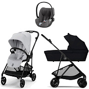 Коляска Cybex Melio Carbon Cloud T i-Size Mirage Grey Plus 3 в 1 Fog Grey/Magic Black с дождевиками