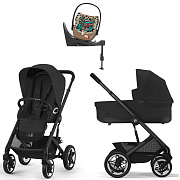 Коляска Cybex Talos S Lux BLK complete Cloud T Rebellious Luxury Denim Blue Base T 4 в 1 Moon Black с дождевиками