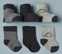 Носочки тонкие Little Star дино/полоски/серый/черный, 6-8 см 1