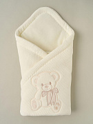 Конверт-одеяло на выписку вязаный зима Little Star 3133 мишка бант, кремовый