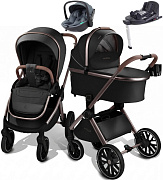 Детская коляска AmaroBaby Motus Premium Ecco Exclusive 4 в 1 с автокреслом Rant Miro Graphite и базой черный