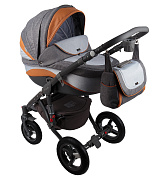 Детская коляска Adamex Barletta New 3 в 1 B-01 (серый+св.серый+оранжевый)