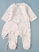 Комбинезон и чепчик Little Star Флажки, киты, кораблики 300789 (ЧЗ-мз) крем 62