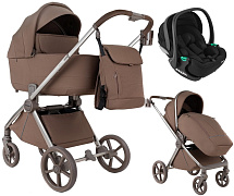 Детская коляска Pituso Teffy 3 в 1 с автокреслом Baesa Black Mocha Mousse/Truffle