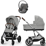Коляска Cybex Balios S Lux SLV complete Cloud G Lava Grey 3 в 1 Stone Grey с дождевиками